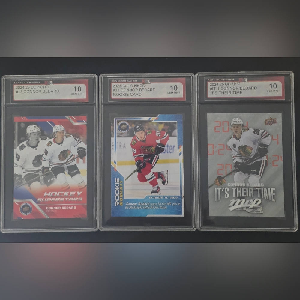 Connor Bedard Graded 10 Hockey Cards (Lot Of 3)